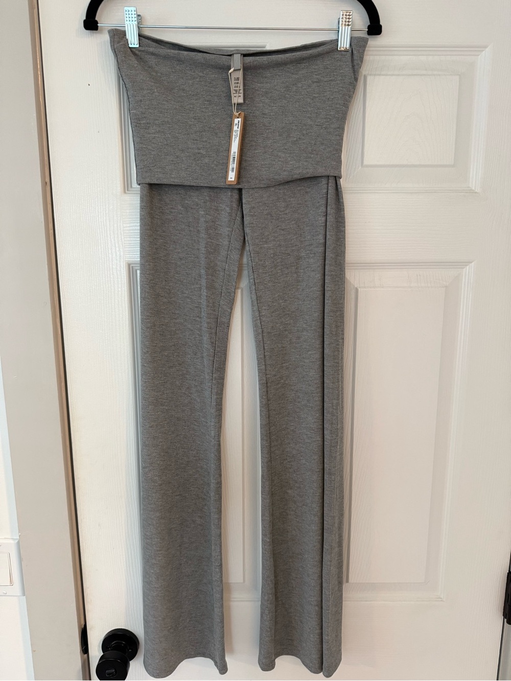 NWT SKIMS Soft Lounge Ribber Foldover Pants Heather Grey M